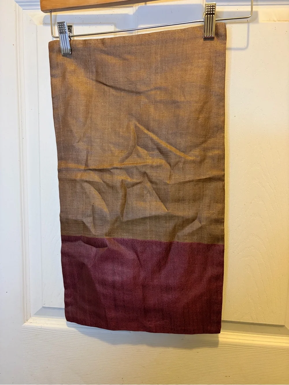 West Elm Gold/ Maroon Color Block 100% Silk Pillow Sham 12x21